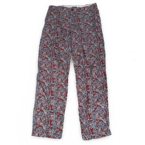Vintage J.Crew Oarsman Linen Pants Men’s 32 x 34 Red Blue Batik Abstract Print